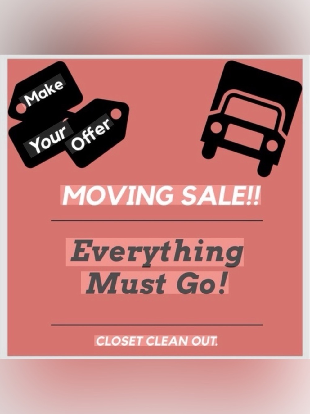 Moving Sale Graphic Poster - Pink/Terracotta